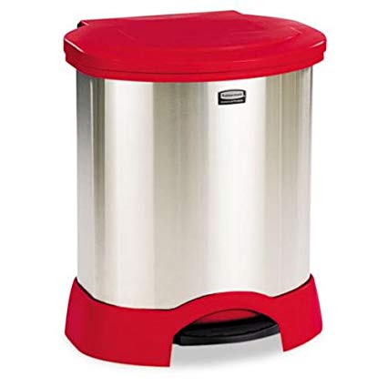 RUBBERMAID FG614687RED Step-On Container Stainless Steel, 23 gal Capacity, Red