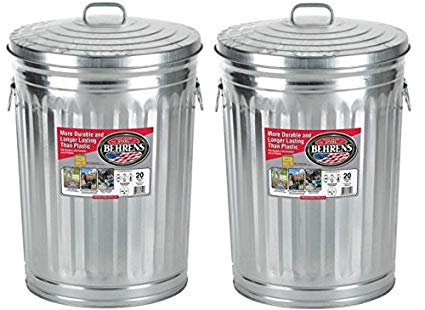 Garbage Steel Trash Can With Side Drop Handles - 20 Gallon (2)