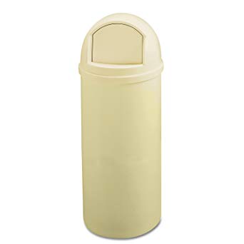 Rubbermaid Commercial Marshall Classic Trash Can, Round, 25 Gallon, Beige, FG817088BEIG
