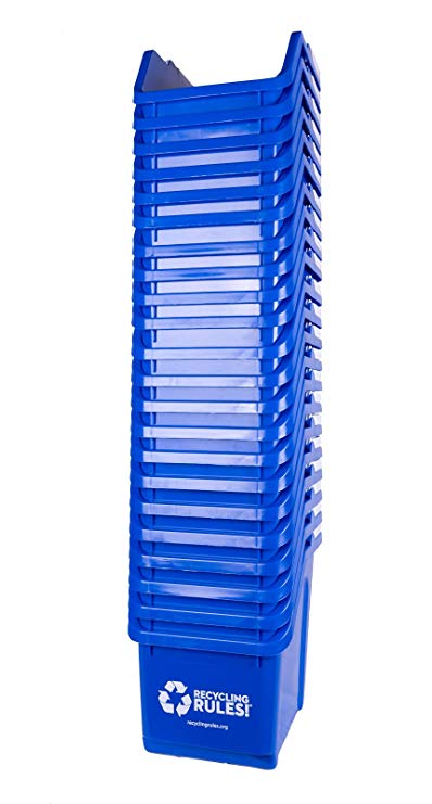 Blue Stackable Recycling Bin Container with Handle 6 Gallon - 21 Pack of Bins