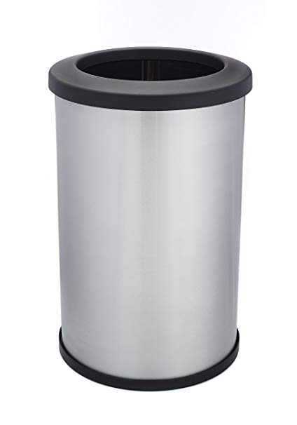 Shop-Can a Shop-Vac Company Stainless Steel Waste Container with Bottom Ring and Open Lid, 20 gallon