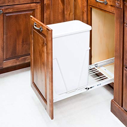 35-Quart White Single Pull-Out Waste Container System