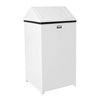 Rubbermaid Commercial FGT1424EPLWH WasteMaster Steel 24-Gallon Hinged Top Indoor Utility Trash Can, White