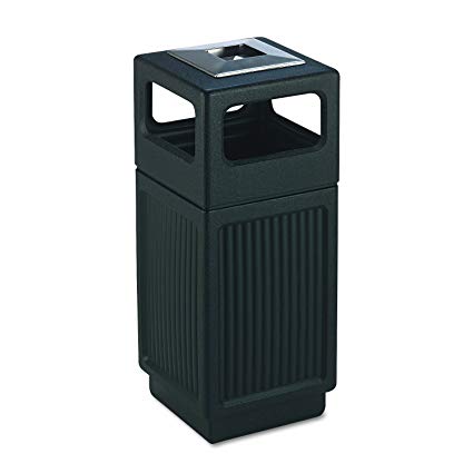 Safco Products 9474BL Canmeleon Recessed Panel Trash Can, Ash Urn, Side Open, 15-Gallon, Black