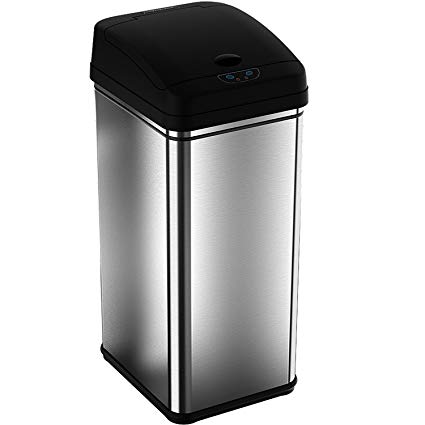 iTouchless Deodorizer Automatic Sensor Touchless Trash Can, 49 Liter / 13 Gallon, Stainless Steel (2)
