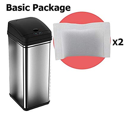 iTouchless Deodorizer Sensor Can, Touch-Free Automatic Trash Can, Stainless Steel, 49 Liter / 13 Gallon (Basic Package)