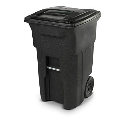 Toter 25564-R1209 Residential Heavy Duty Two Wheeled Trash Can, Blackstone, 64 gallon