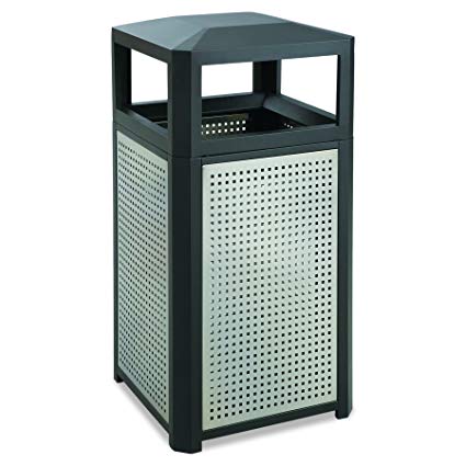 Safco Products 9934BL Evos Steel Trash Can Side Open Indoor Outdoor, 38-Gallon, Black