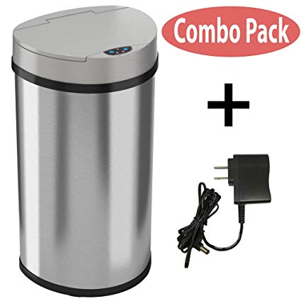 iTouchless 13 Gallon Semi-Round Extra-Wide Opening Trash Can Series (With AC)