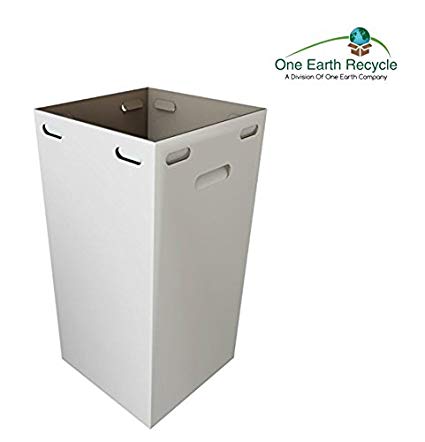 One Earth Disposable And Reusable Corrugated Cardboard Trash Cans- Bundle of 10 Boxes + 10 Trash Bags (White): 40 Gallons