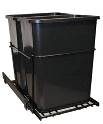 Pull-Out Waste Container, 2-35qt., Black on Black, 14-1/2