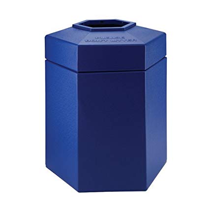 PolyTec 45 Gallon Hex Waste Container Color: Blue