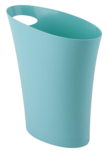 Umbra Skinny Trash Can – Sleek & Stylish Bathroom Trash Can, Small Garbage Can Wastebasket for Narrow Spaces at Home or Office, 2 Gallon Capacity, Surf Blue