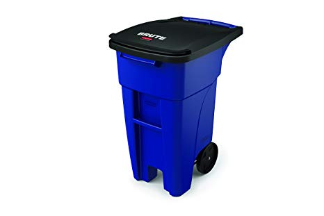 Rubbermaid Commercial Products BRUTE Step-On Rollout Waste/Utility Container, 32-gallon, Blue (1971943)
