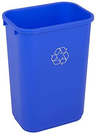Continental 4114-1 41-1/4 Quart HDPE Recycle Trash Can, Rectangular, Blue