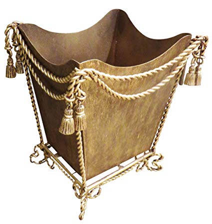 Gold Iron Waste Basket Ornate | Romantic Bathroom Tassel
