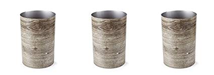 Umbra Treela Small Trash Can – Durable Garbage Can Waste Basket for Bathroom, Bedroom, Office and More, 4.75 Gallon Capacity with Stylish Barn Wood Exterior Finish (3-(Pack))