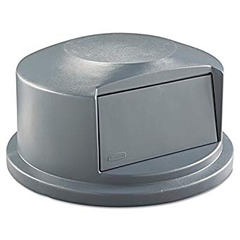 Rubbermaid Commercial RCP 2647-88 GRA Round Brute Dome Top Receptacle, Push Door, 24 13/16