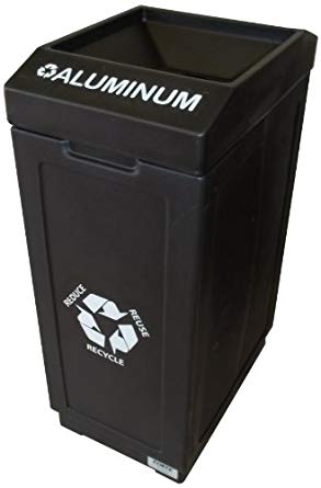 Forte Products 8001845 Open Top Recycle Bin with Aluminum Graphic, 14.5