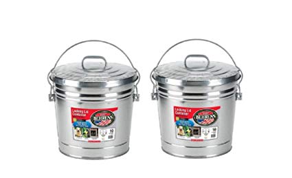 BEHRENS 10 Gallon Steel Locking Lid Trash Can (2 Pack) Made in USA