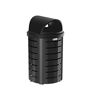 Suncast Commercial MTCRND3501 Metal Trash Can, Roto Molded Lid