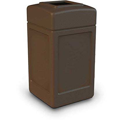 PolyTec Square Waste Container Capacity: 42 gallon, Color: Brown