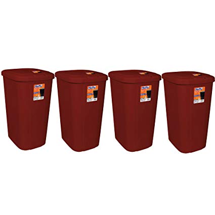 .Hefty. Touch Lid 13.3 Gallon Red Trash Can, Keeps odors in when closed, 4-Pack