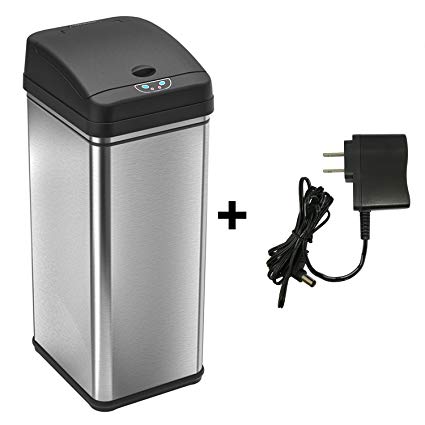 iTouchless Deodorizer Automatic Sensor Touchless Stainless Steel Trash Can (With AC Adapter)