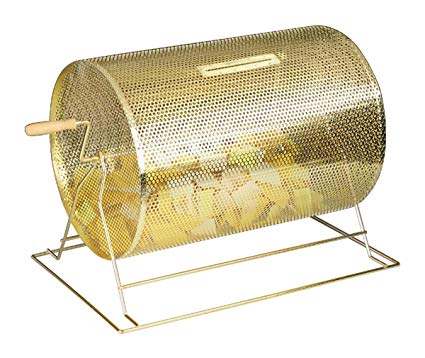 Displays2go Brass Raffle Drum With Wooden Turning Handle for Tabletop Use (RDRMBR2115)