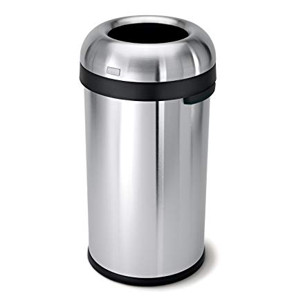 simplehuman Bullet Open Top Trash Can, Commercial Grade, Heavy Gauge Stainless Steel, 60 L/16 Gal
