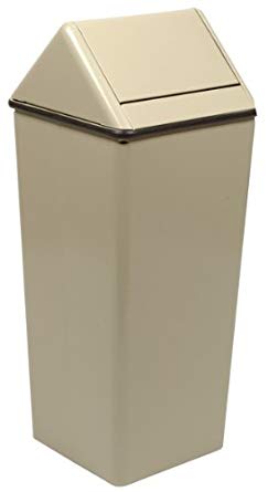 Witt Industries 1411HTAL Stainless Steel 21-Gallon Waste Watcher Hamper and Swing Top Receptacle, Square, 15