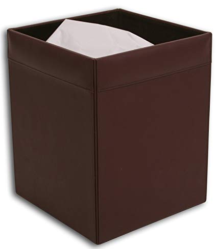Dacasso Chocolate Brown Leather Waste Basket