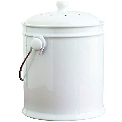 Natural Home 1-Gallon Ceramic Compost Bin with Filter