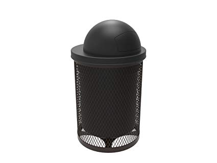 CoatedOutdoorFurniture RDT-BRW 32 Gallon Round Trash Receptacle, Brown with Black Dome