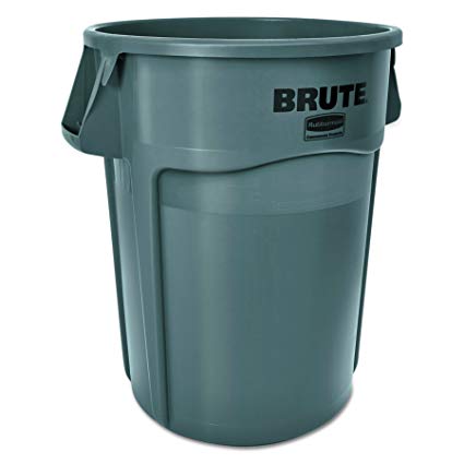 Rubbermaid Commercial Products FG265500GRAY-V Brute Container with Venting Channels, 55 gal, Gray