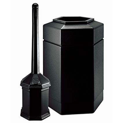Site Saver Cigarette and Trash Can Combo - Black - 30 gal.