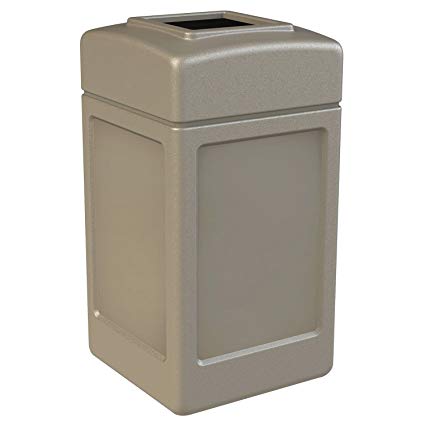 Commercial Zone Square Waste Receptacle, 42 Gallon, Gray, Lot of 1