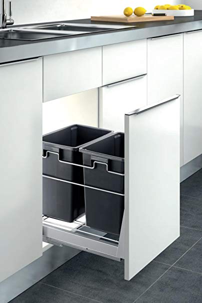 Inside Cabinet Pull-Out Kitchen Duble Waste Container Door Mounted Trash