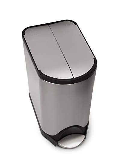 simplehuman 20 Liter/5.3 Gallon Butterfly Lid Kitchen Step Trash Can, Brushed Stainless Steel