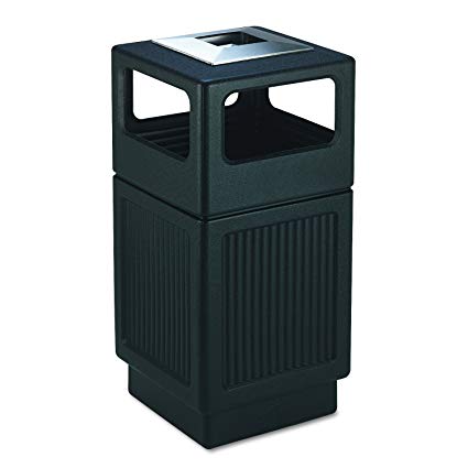 Safco Products 9477BL Canmeleon Recessed Panel Trash Can, Ash Urn, Side Open, 38-Gallon, Black