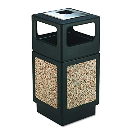 Safco Products 9473NC Canmeleon Aggregate Panel Trash Can, Ash Urn/Side Open, 38-Gallon, Black