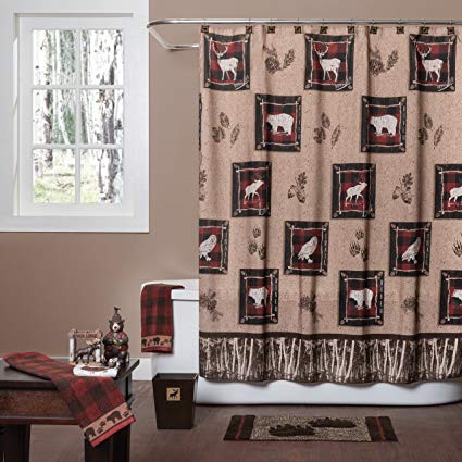 Saturday Knight, LTD Sundance Outdoors Bath Collection - Shower Curtain & Hooks with Bath Accessories - Entire Collection